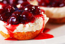 Cheesecake with cherries in syrup