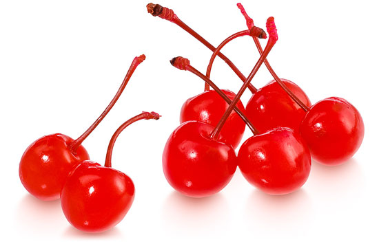 Maraschino Cherry with stem and E127 coloring